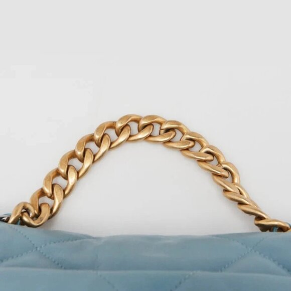 Chanel Light Blue Quilted Goatskin Leather Chanel 19 Small Flap Bag - Picture 7 of 10